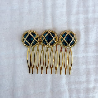 Peinecillo triple joya turquesa