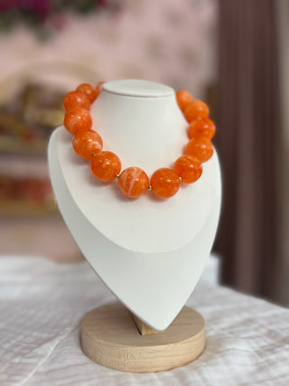 Collar bolas de nácar naranja