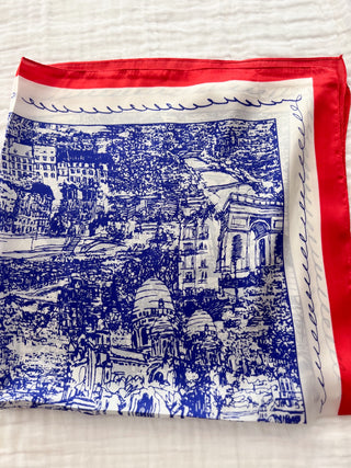 Pañuelo París azul y rojo