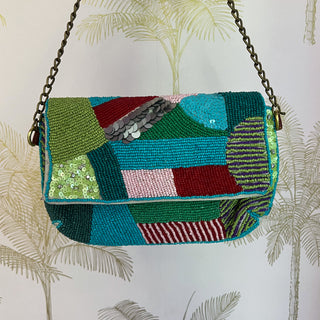 Bolso invitada verde y azul