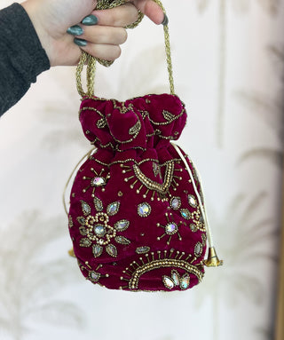 Bolso saquito flores fresa