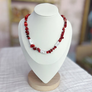 Collar corales granates perlas