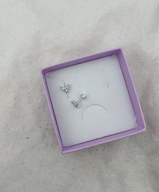 Pendiente mosca plata tuerca plana