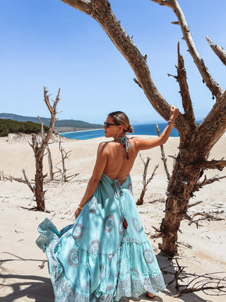 Vestido pareo largo espalda baja