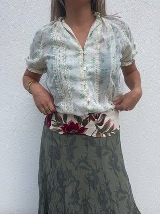 Fajín blanco con flores