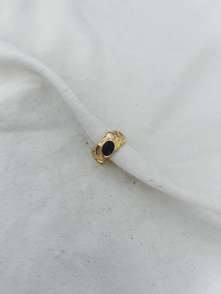 Anillo Rizado piedra negra
