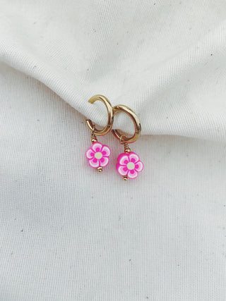 Pendientes Margarita rosa fucsia