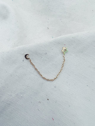 Pendientes cadena unidas estrella y luna oro