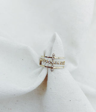 Anillo Tri cruz diamantes