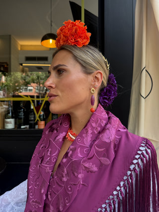 Pendientes morado y coral