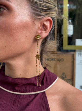 Pendientes girasol dorado