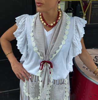 Falda con piquillo Triana Beige
