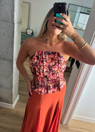 Top Pauline estampado coral