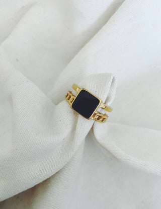 Anillo Sello negro cadena