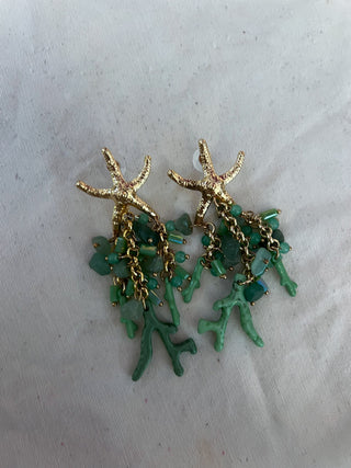 Pendientes estrella corales verde
