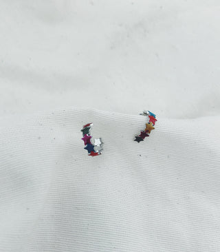 Aritos mini estrellas plata colores