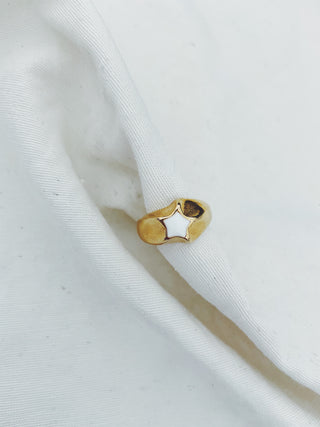 Anillo Sello estrella blanca