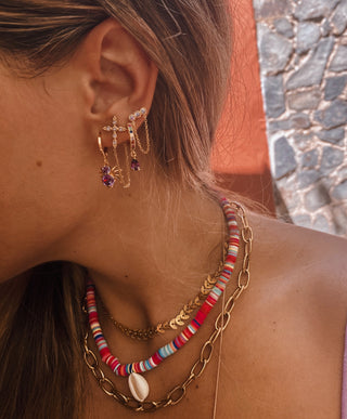 Pendientes Tri circonita lila