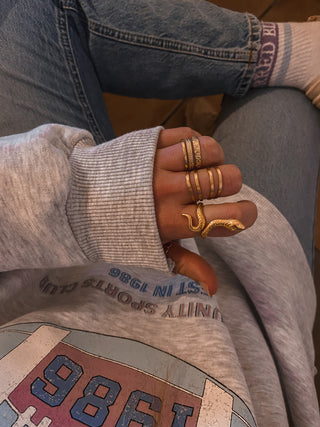 Anillo rayas margaritas