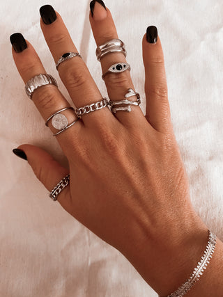 Anillo Eslabones puntos plata