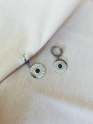 Aros ojo detalle verde plata