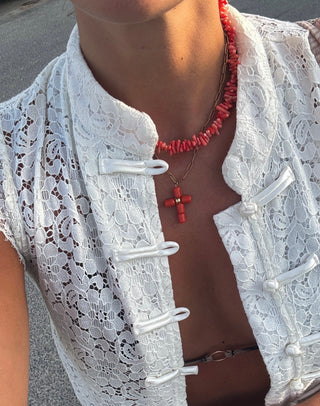 Cadena Cruz Pastor coral