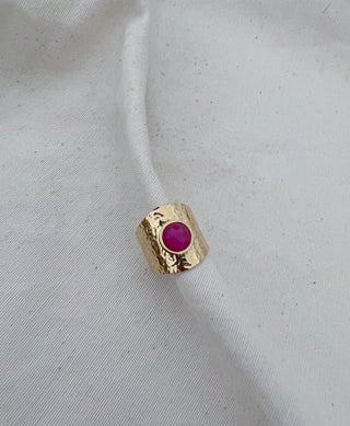 Anillo Rugoso piedra rosa
