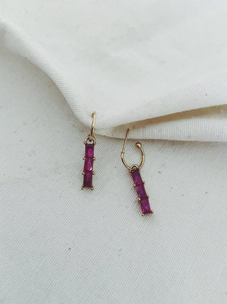 Pendientes Triple esmeralda rosa