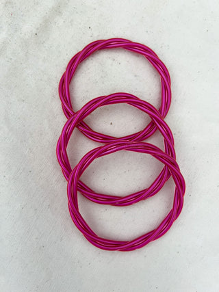 Pulseras pan de oro cruzada rosa