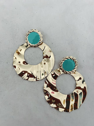 Pendientes aro color turquesa