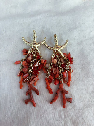 Pendientes estrellas corales coral