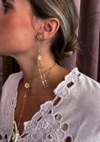 Pendientes girasol dorado