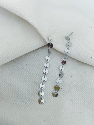 Pendientes cadena café plata