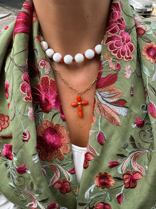 Cadena Cruz Pastor coral