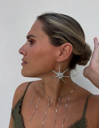 Pendientes maxi soles plateado