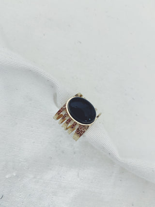 Anillo Bambú piedra negra