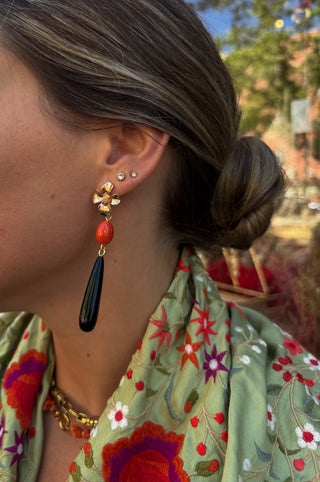Pendientes negro y coral