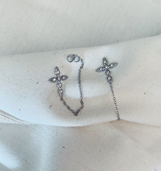 Pendientes Cruz cadena plata