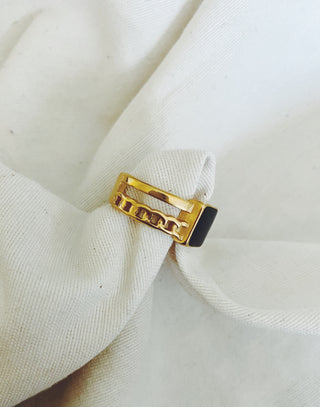 Anillo Sello negro cadena