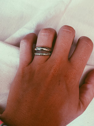 Anillo Doble caracola y liso plata