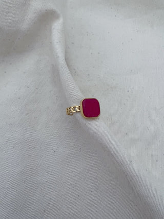 Anillo Eslabones piedra rosa