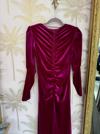 Vestido balaitús frambuesa terciopelo