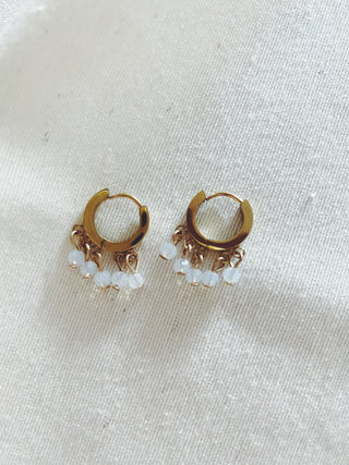 Aritos mini bolitas blancas