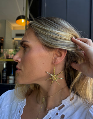 Pendientes maxi soles dorado