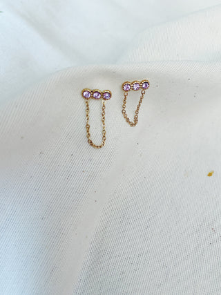 Pendientes Tri circonita lila