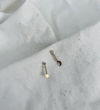 Pendientes estrella y luna brillo